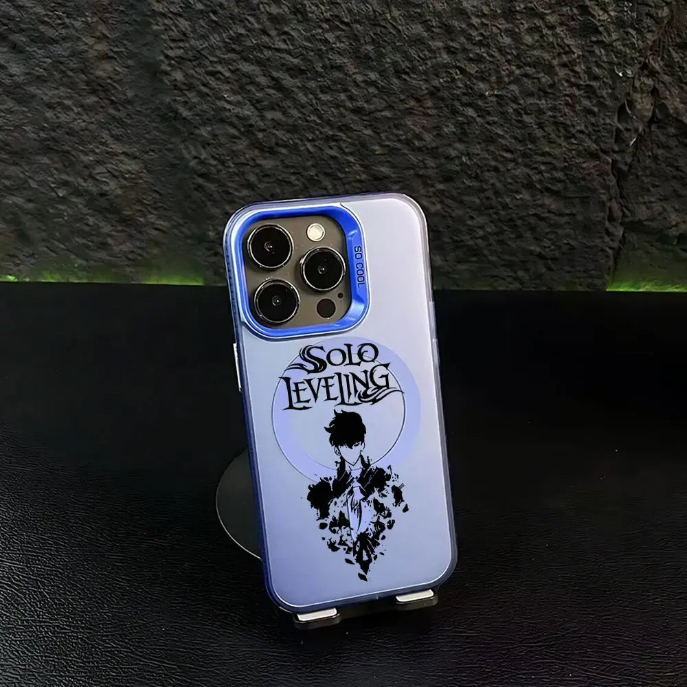 Coque iPhone Solo Leveling Sung Jin-Woo Bleu