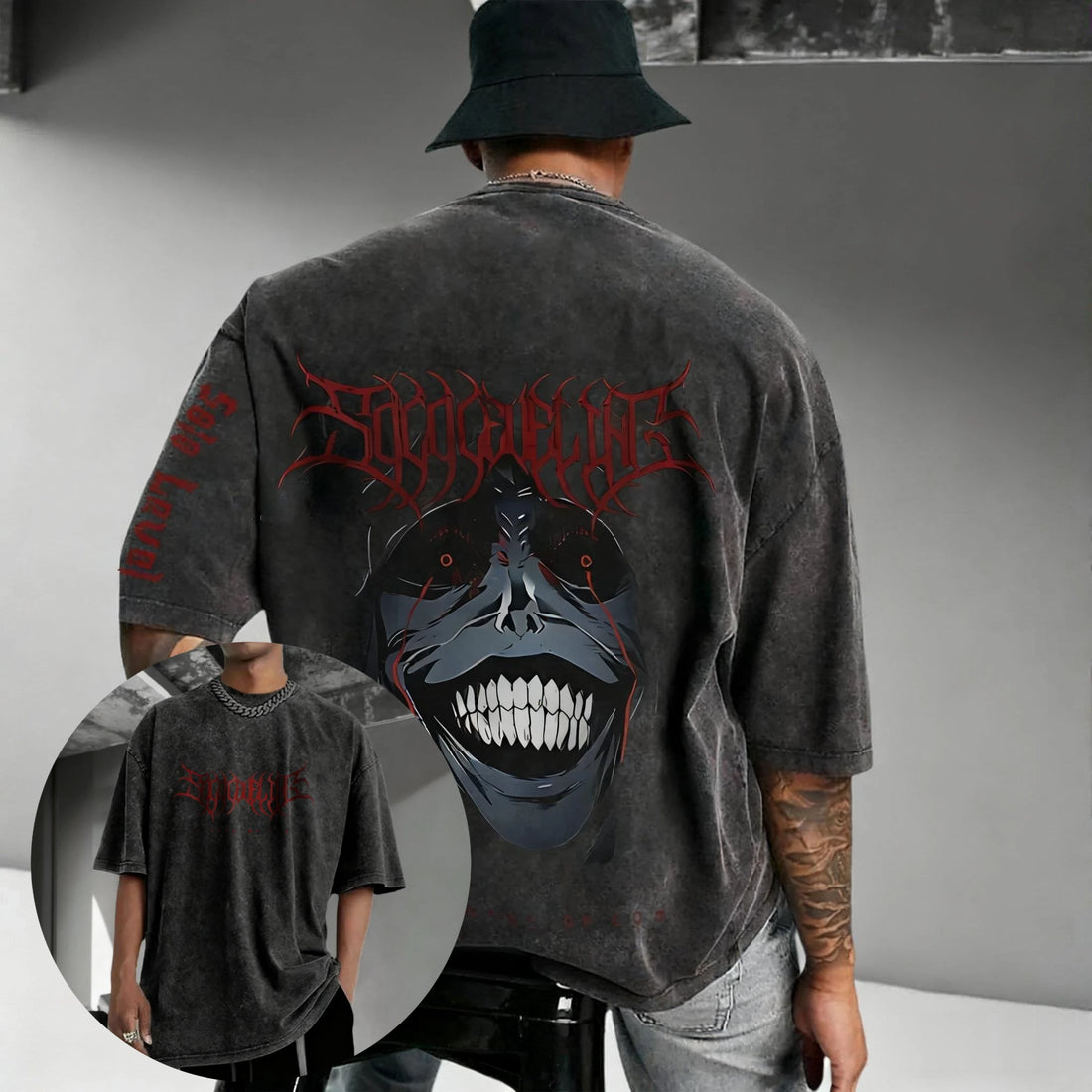 T-Shirt Solo Leveling Smile Gris