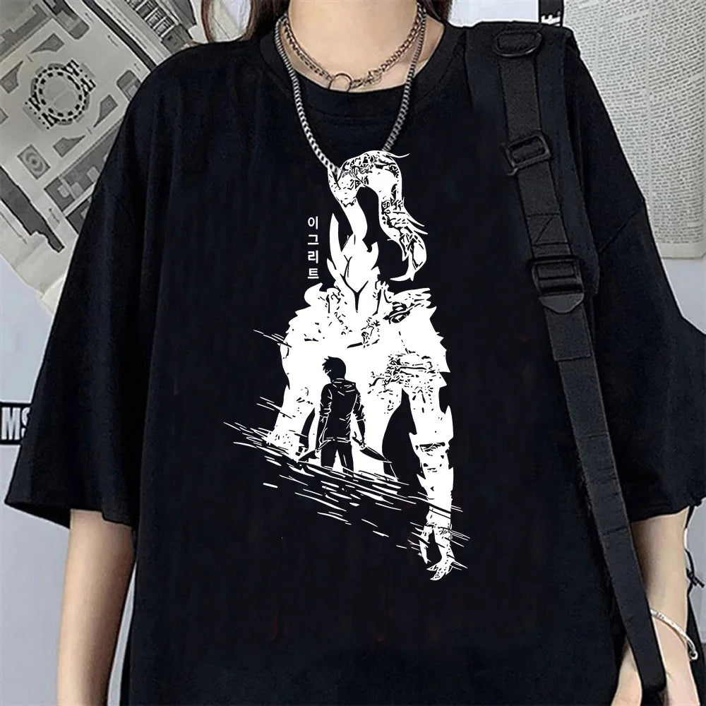 T-shirt Femme Solo Leveling Noir Et Blanc