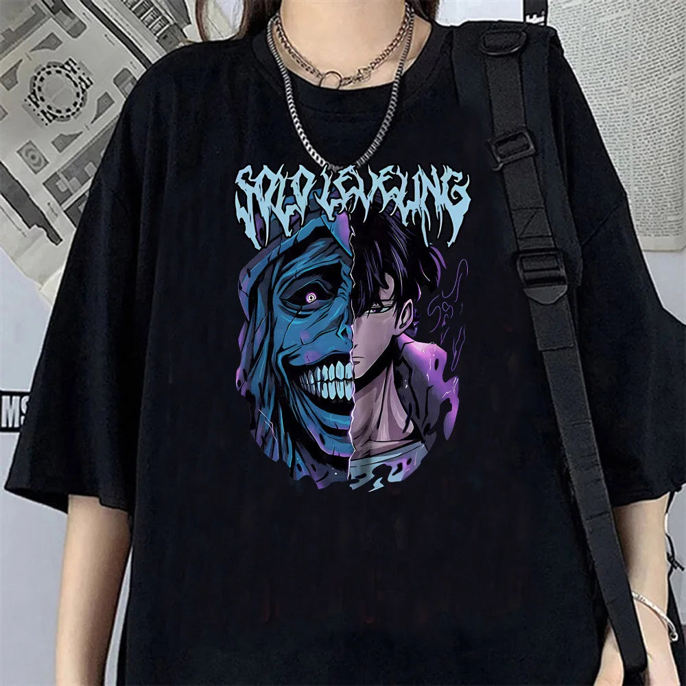 T-shirt Femme Solo Leveling Oversize Sung Jin-Woo Et La Statue