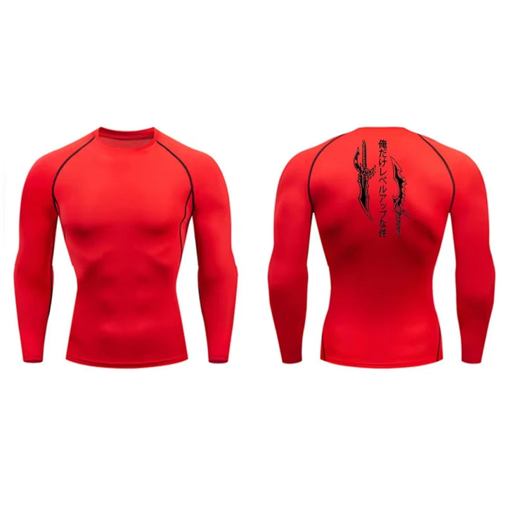 T-shirt de Compression à Manches Longues Solo Leveling Rouge