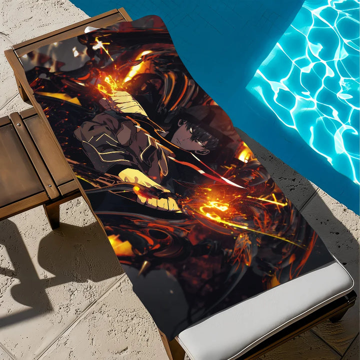 Serviette Solo Leveling Sung Jin Woo Feu