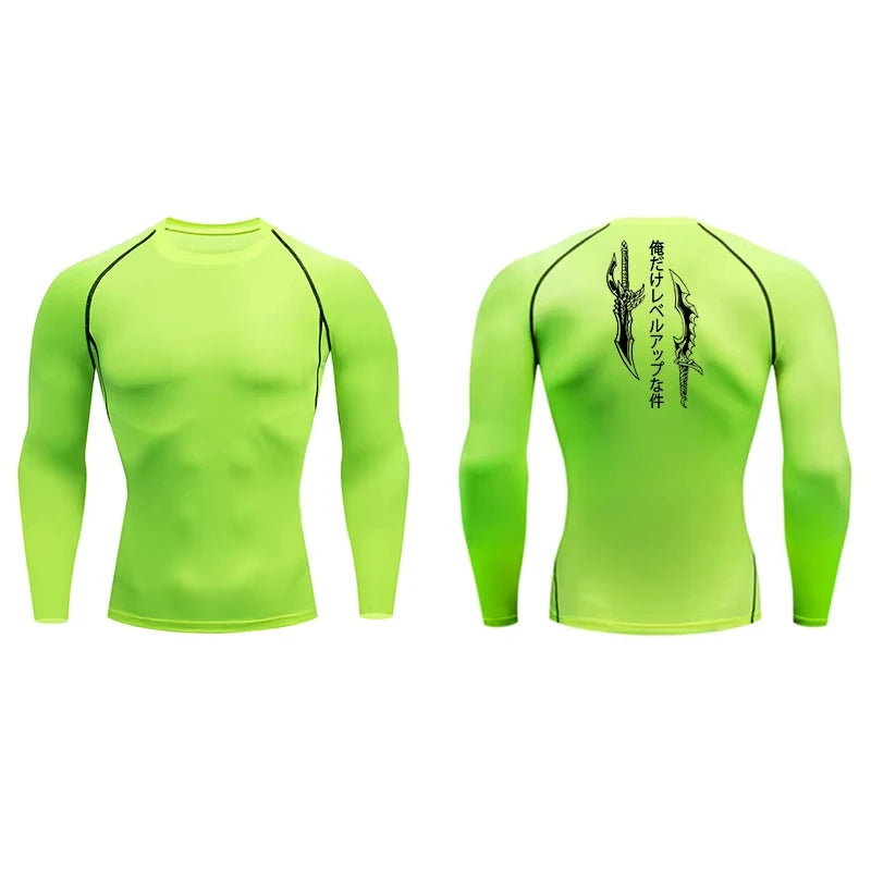 T-shirt de Compression à Manches Longues Solo Leveling Vert