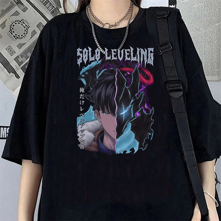 T-shirt Femme Solo Leveling Sung Jin-Woo Et Igris