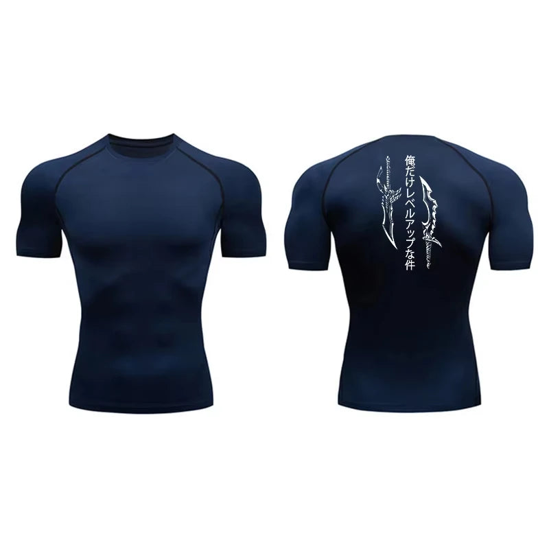 T-shirt de Compression Solo Leveling Bleu