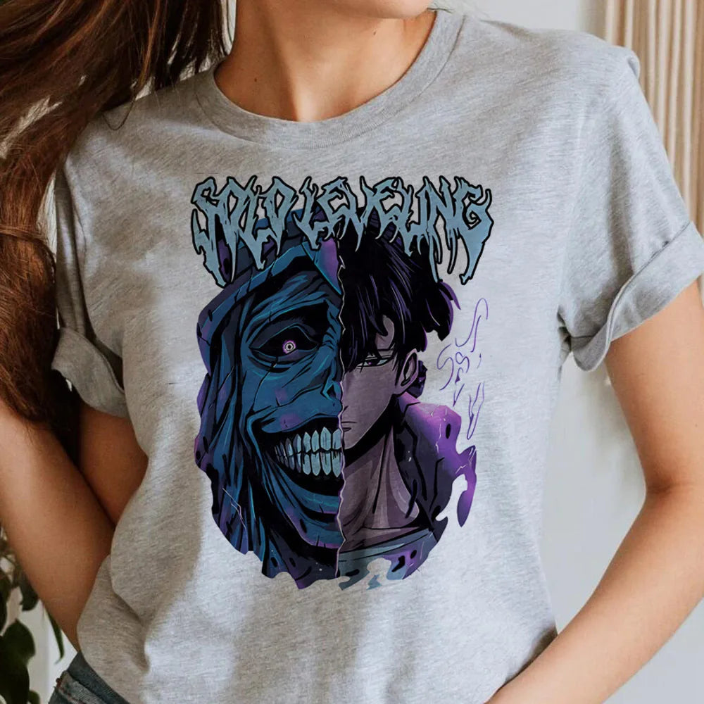 T-shirt Femme Solo Leveling Sung Jin-Woo Et La Statue